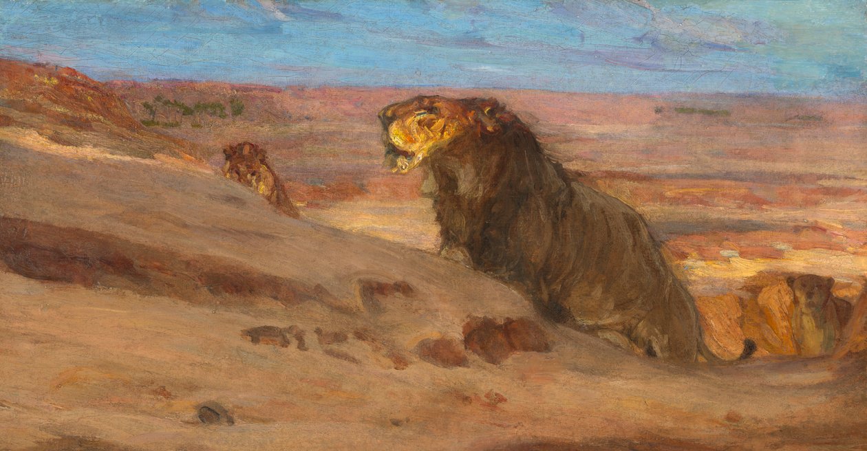 Leões no Deserto, c. 1897-1900. de Henry Ossawa Tanner