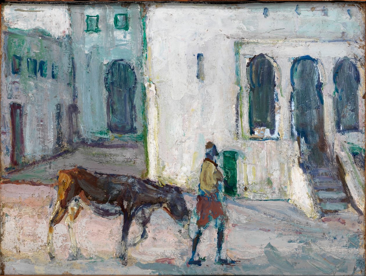 Cena de rua, Tânger (homem a conduzir um bezerro) de Henry Ossawa Tanner