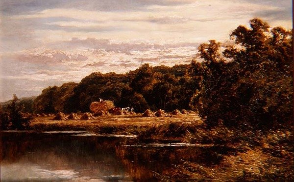 Ceifeiras no Campo à beira de um rio de Henry Parker