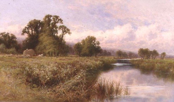 Meadow Landscape perto de Marlow-on-Thames (óleo sobre tela) de Henry Parker