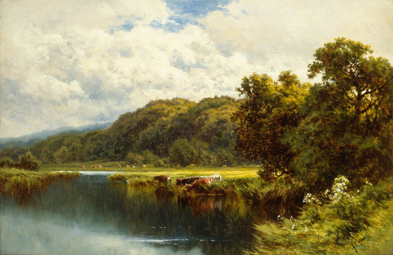 O Tamisa em Pangbourne (óleo sobre tela) de Henry Parker