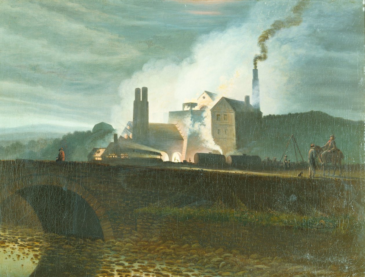 Paisagem enluarada, possivelmente da Siderúrgica de Nantyglo, Monmouthshire de Henry Penry Williams