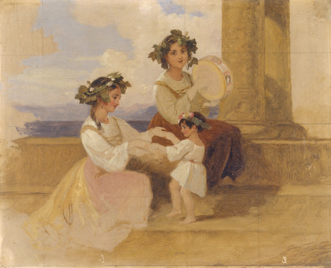 Camponesas - Sorrento, c.1870 (óleo sobre tela) de Henry Penry Williams