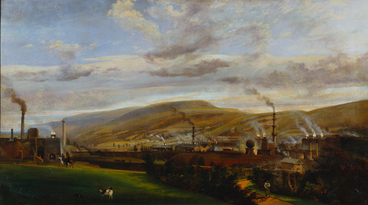 Paisagem industrial de Gales do Sul, c.1825 de Henry Penry Williams