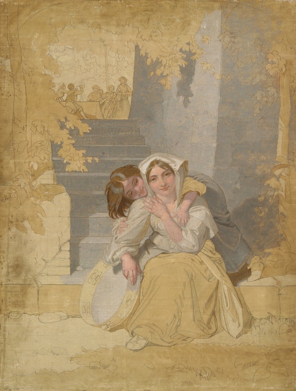 O tamborim (óleo sobre tela) de Henry Penry Williams
