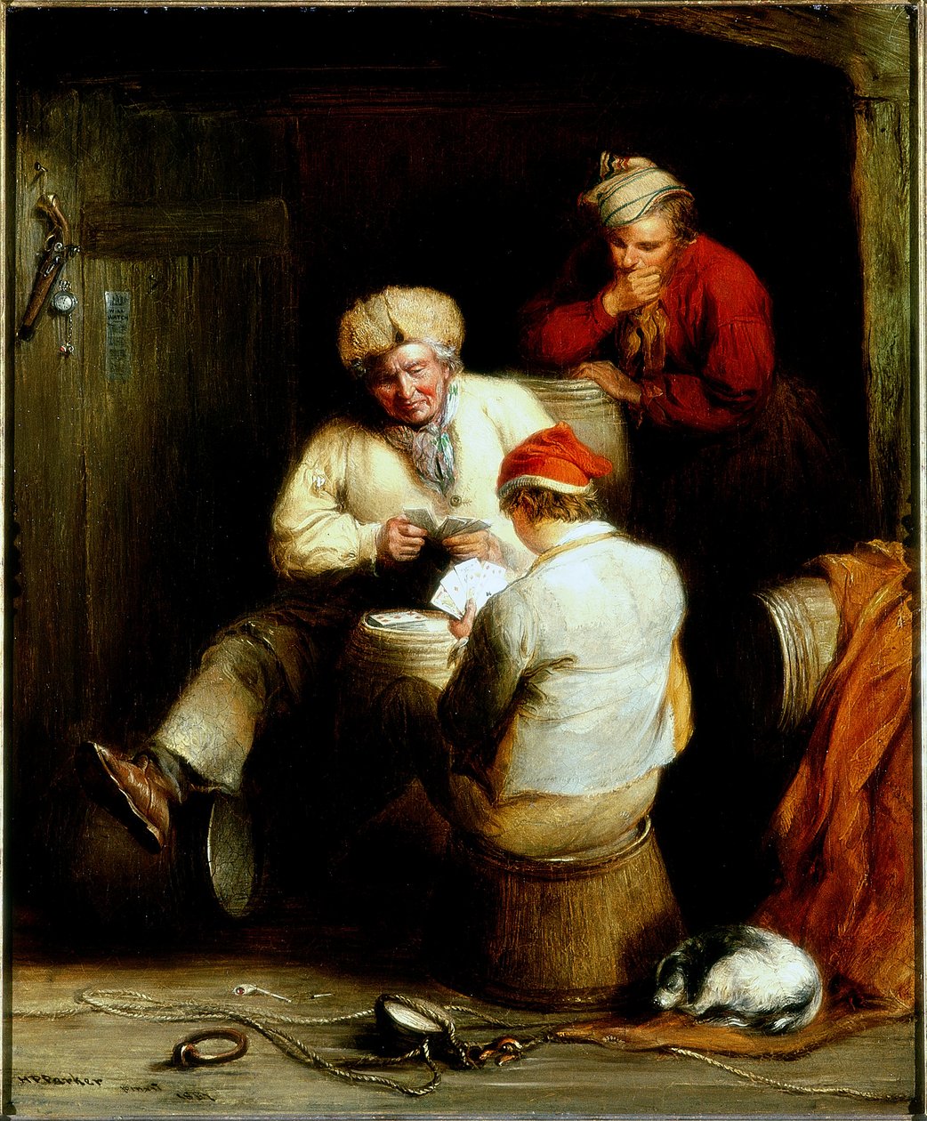 Cartas de jogar contrabandistas (óleo sobre tela) de Henry Perlee Parker