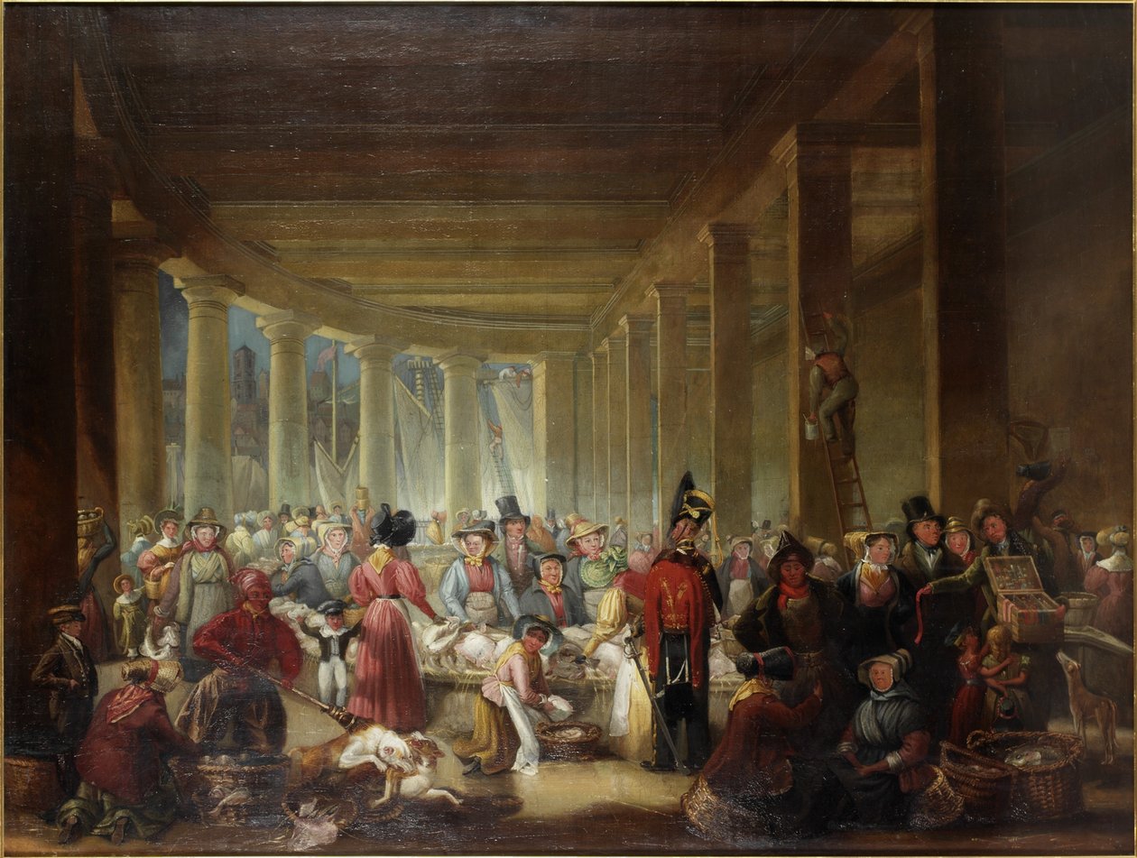 The Old Fish Market, Sandhill, Newcastle upon Tyne (óleo sobre tela) de Henry Perlee Parker