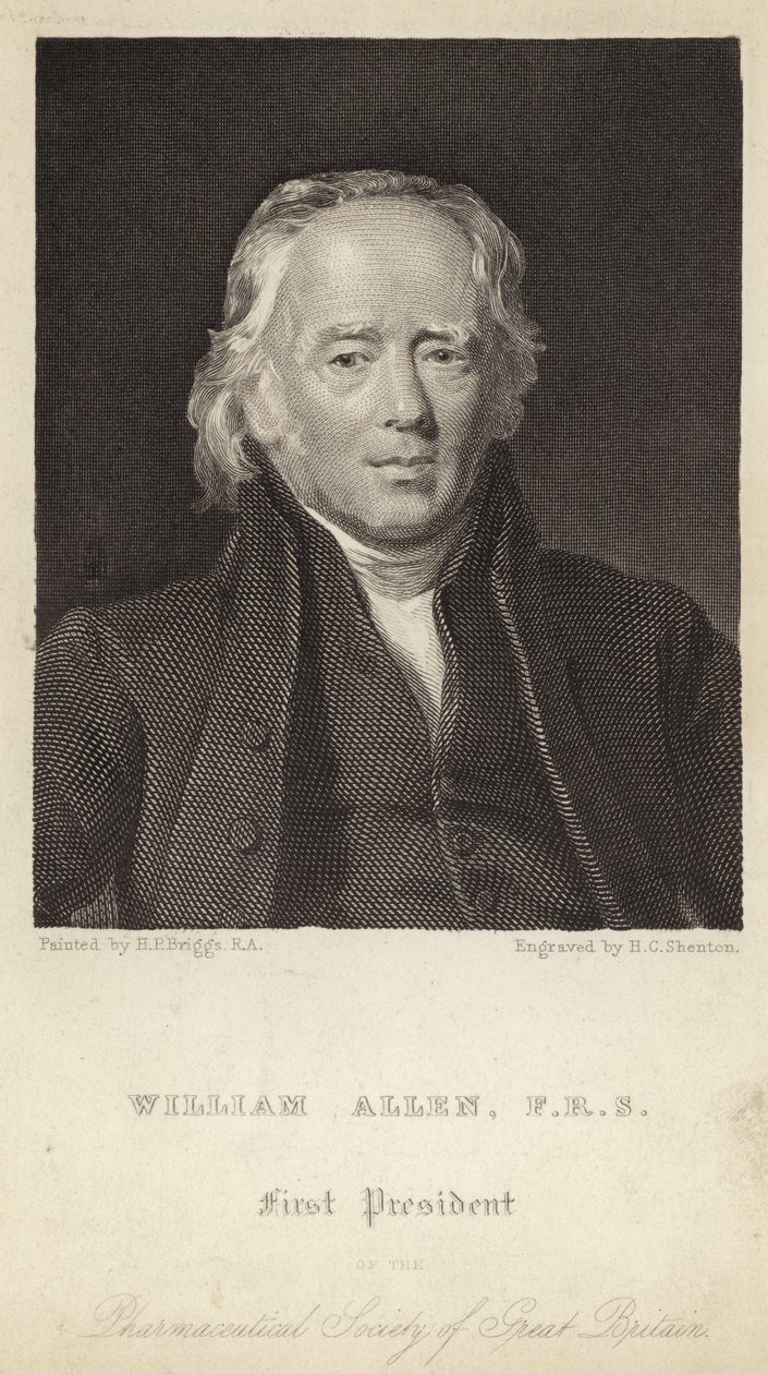 William Allen - Primeiro Presidente da Sociedade Farmacêutica da Grã-Bretanha (1770-1843) (gravura) de Henry Perronet (after) Briggs