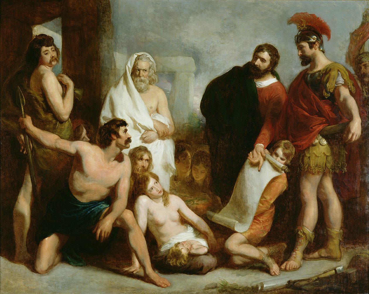 Os romanos ensinando as artes mecânicas aos antigos bretões de Henry Perronet Briggs