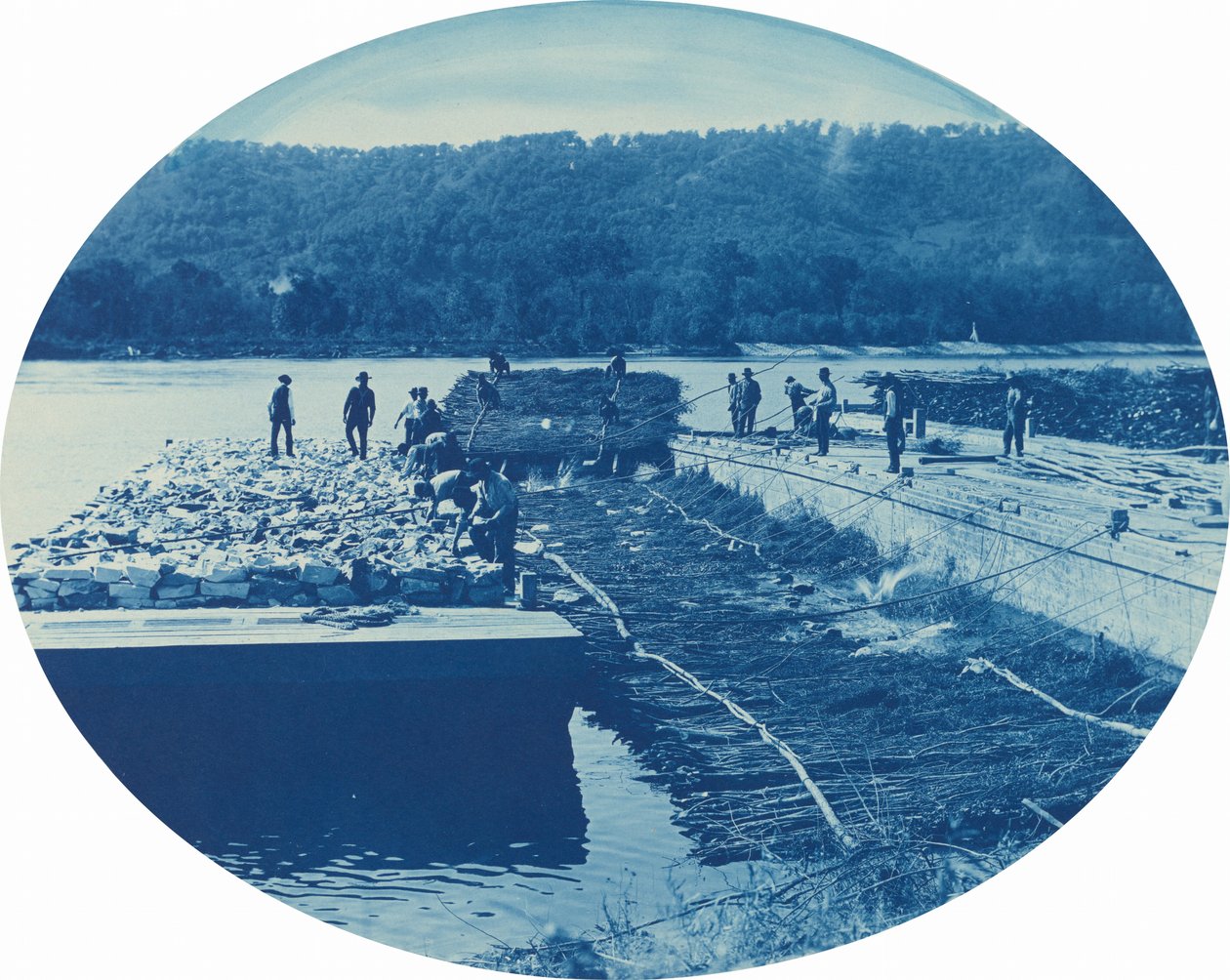 Construção de Barragem de Rocha e Escova, Baixa]. Água]. 1891 de Henry Peter Bosse