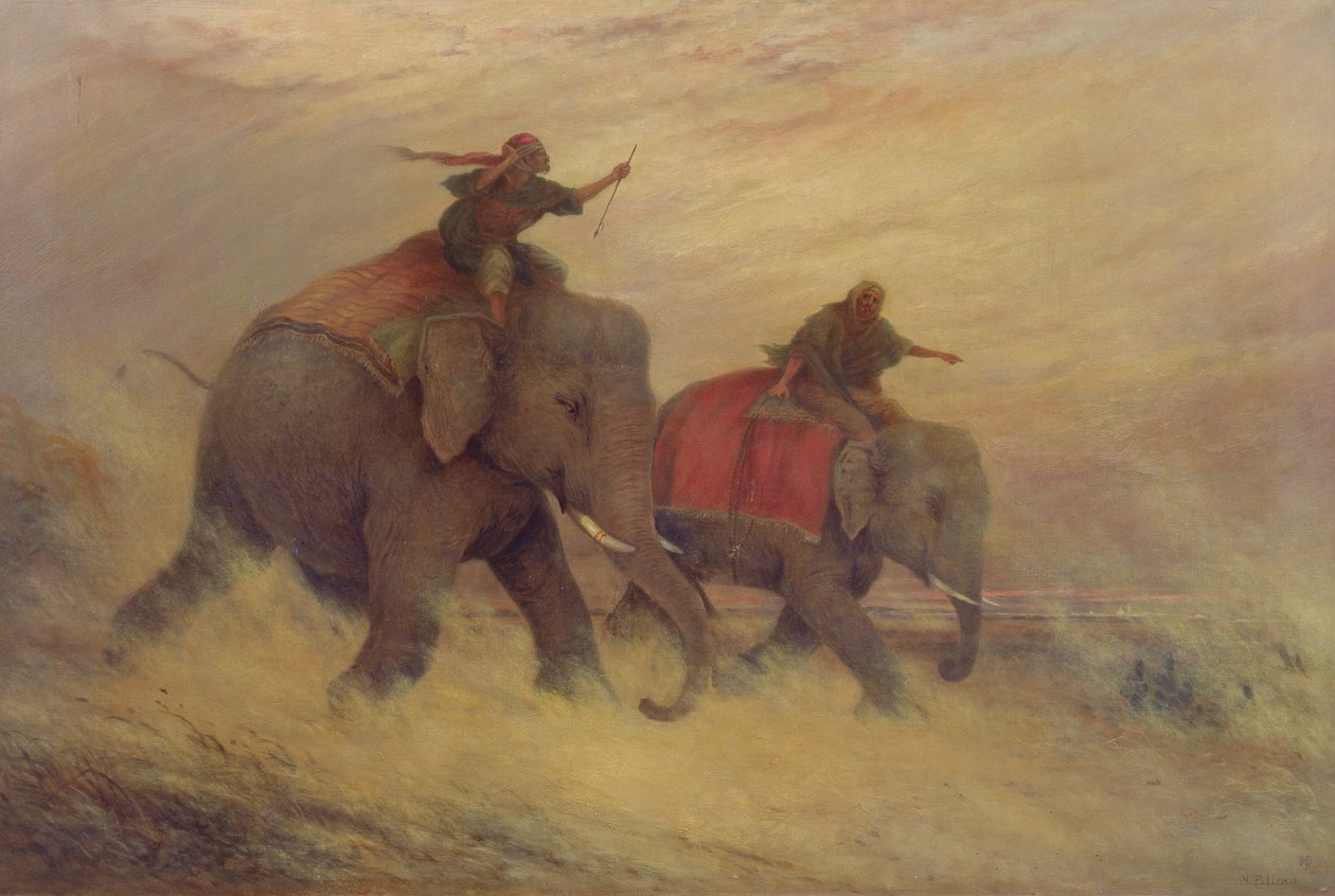 Elefantes numa tempestade de pó de Henry Pilleau