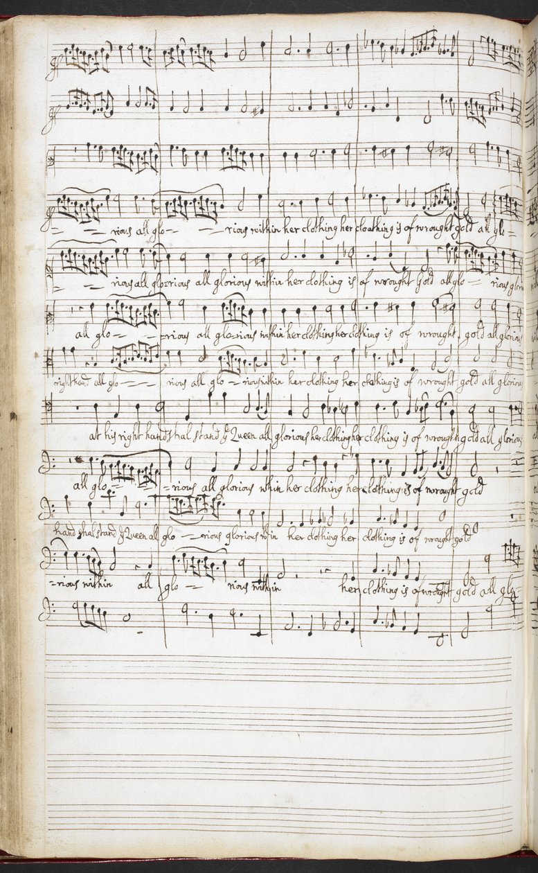 R.M.20.h.8 f.56v Manuscrito autógrafo de hinos, canções de boas-vindas e canções solo, c.1680-90 (tinta no papel) de Henry Purcell
