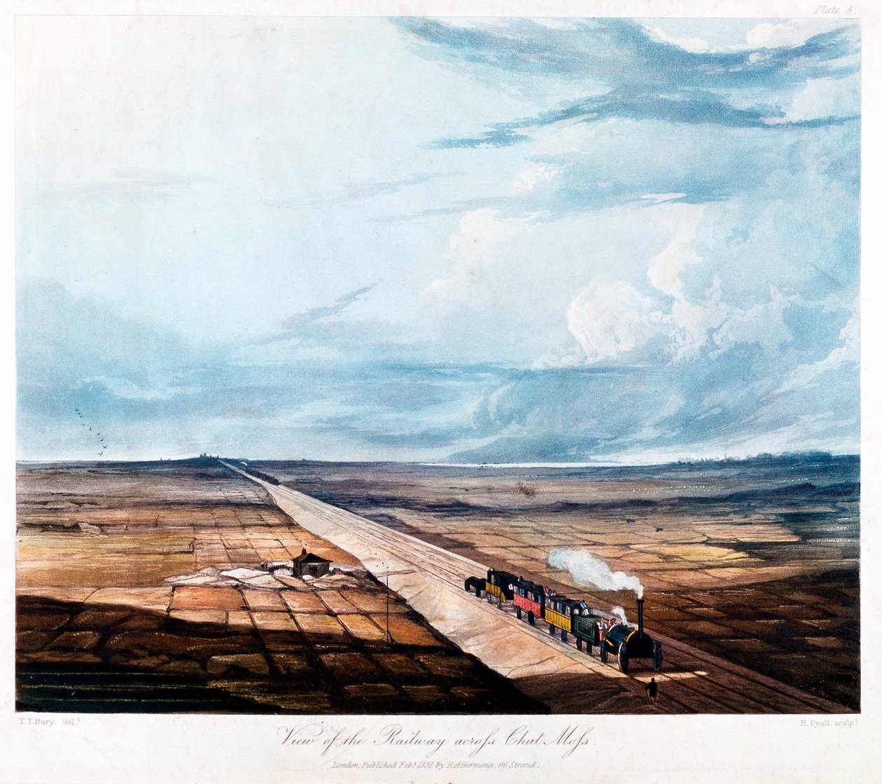 Travessia de trem Chat Moss, Lancashire, 1831 de Henry Pyall