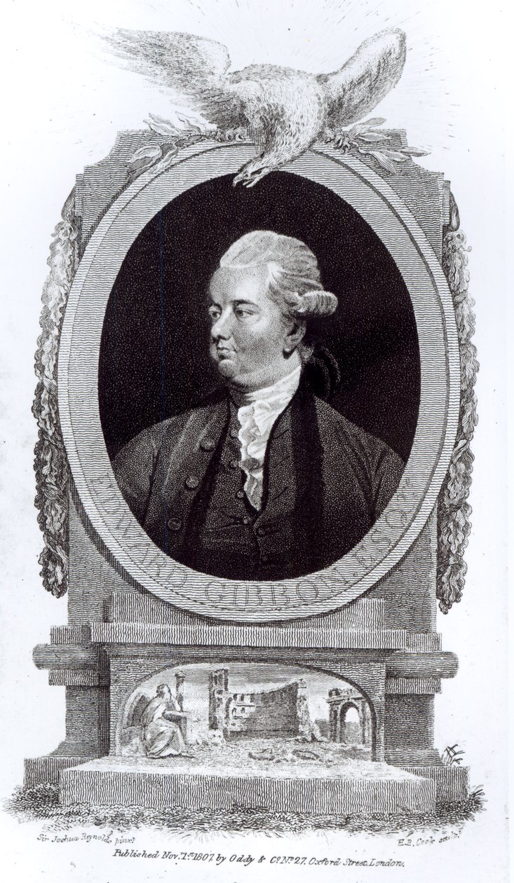 Retrato de Edward Gibbon, de &39;A História do Declínio e Queda do Império Romano&39;, Vol. I, de Edward Gibbon, 1808 de Henry R. Cook