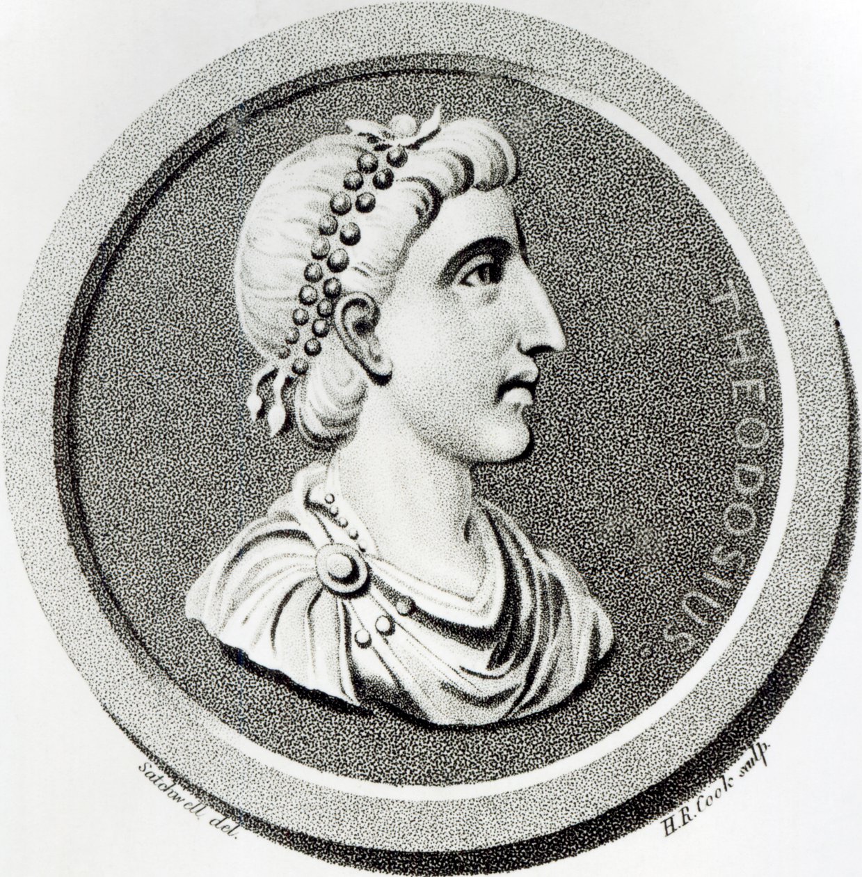 Retrato de Teodósio, de &39;A História do Declínio e Queda do Império Romano&39;, de Edward Gibbon, 1808 de Henry R. Cook