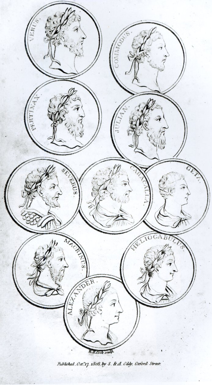 Retratos dos Imperadores Romanos, de &39;A História do Declínio e Queda do Império Romano&39;, Vol. I, de Edward Gibbon, 1808 de Henry R. Cook