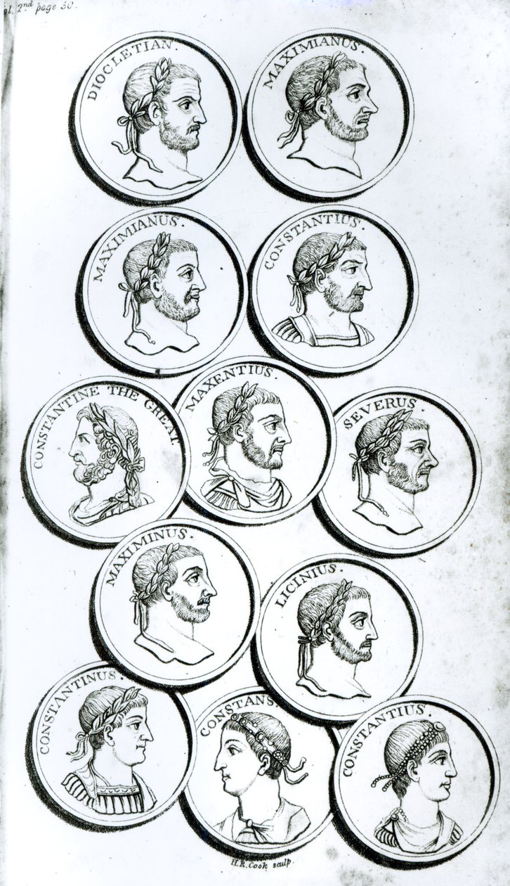 Retratos dos Imperadores Romanos, de "A História do Declínio e Queda do Império Romano", Vol. II, pág. 50, de Edward Gibbon, 1808 de Henry R. Cook