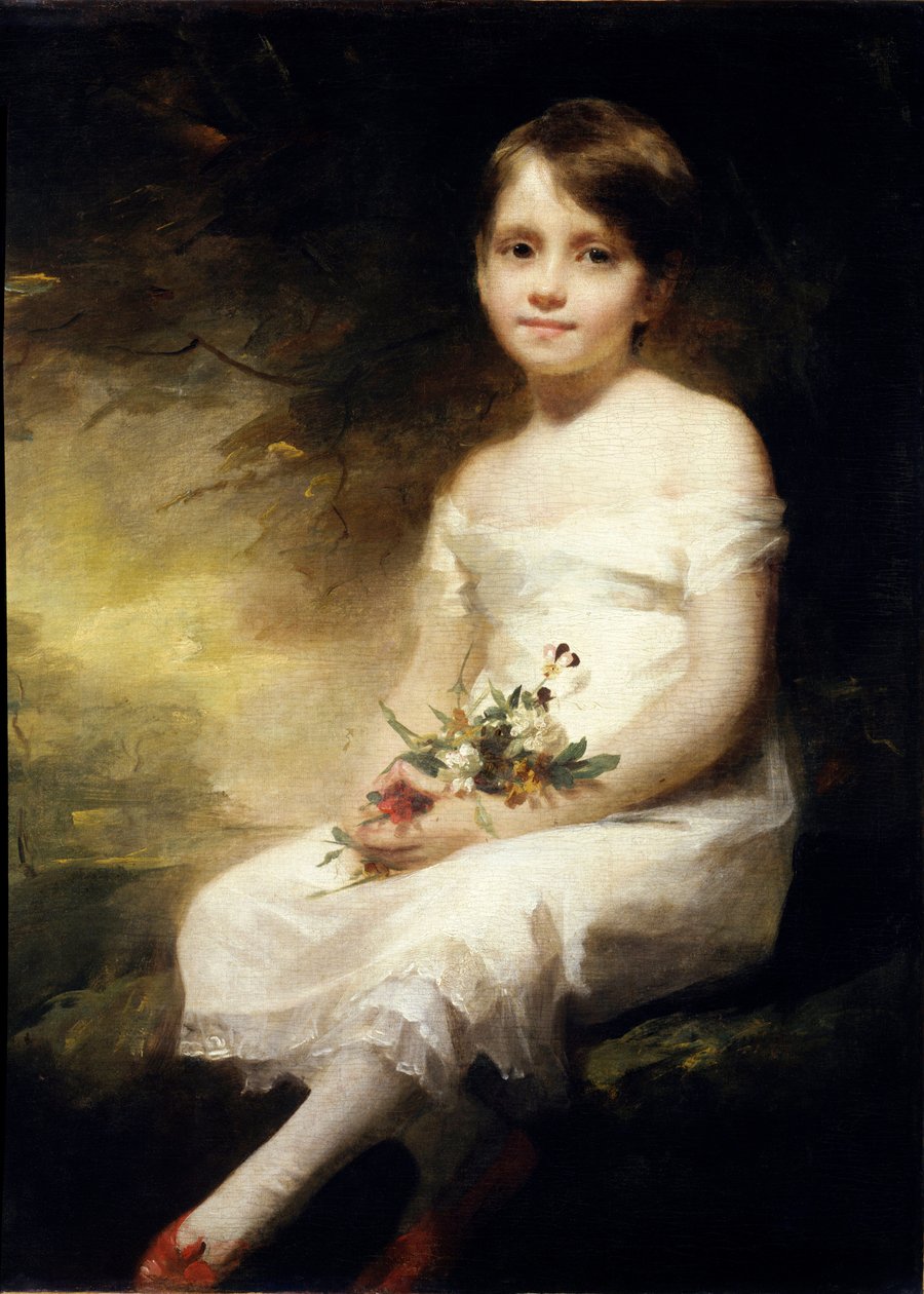 Retrato de Nancy Graham ou menina segurando flores Pintura de Henry Raeburn (1756-1823) (ec.angl.) Sol do século XIX. 0,91x0,71 m Paris, musee du Louvre. de Henry Raeburn