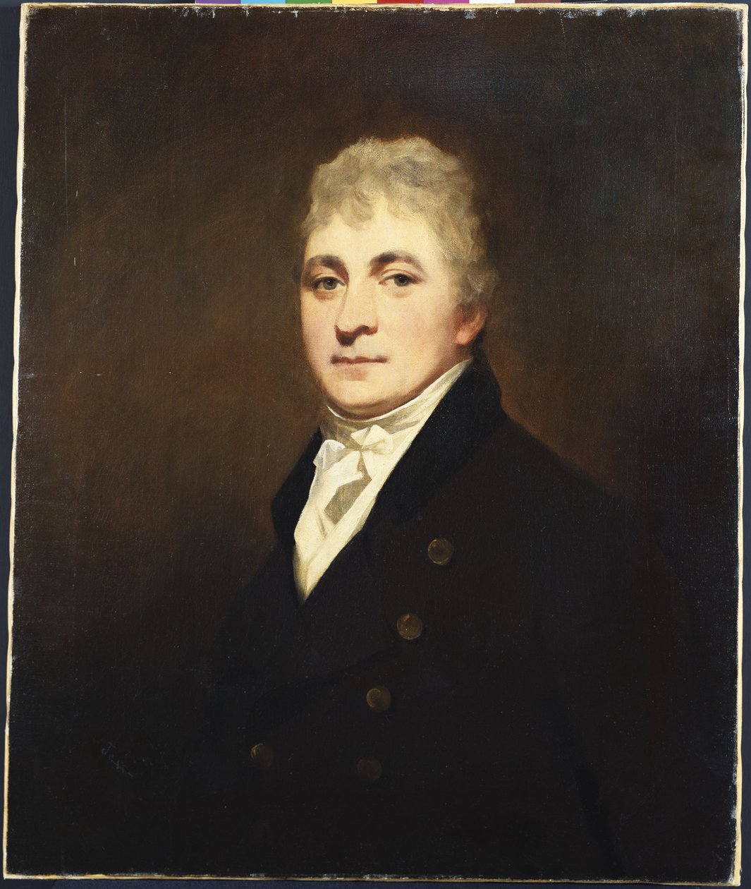 Retrato de Thomas Bissland, metade do comprimento, vestindo um casaco preto e branco de Henry Raeburn