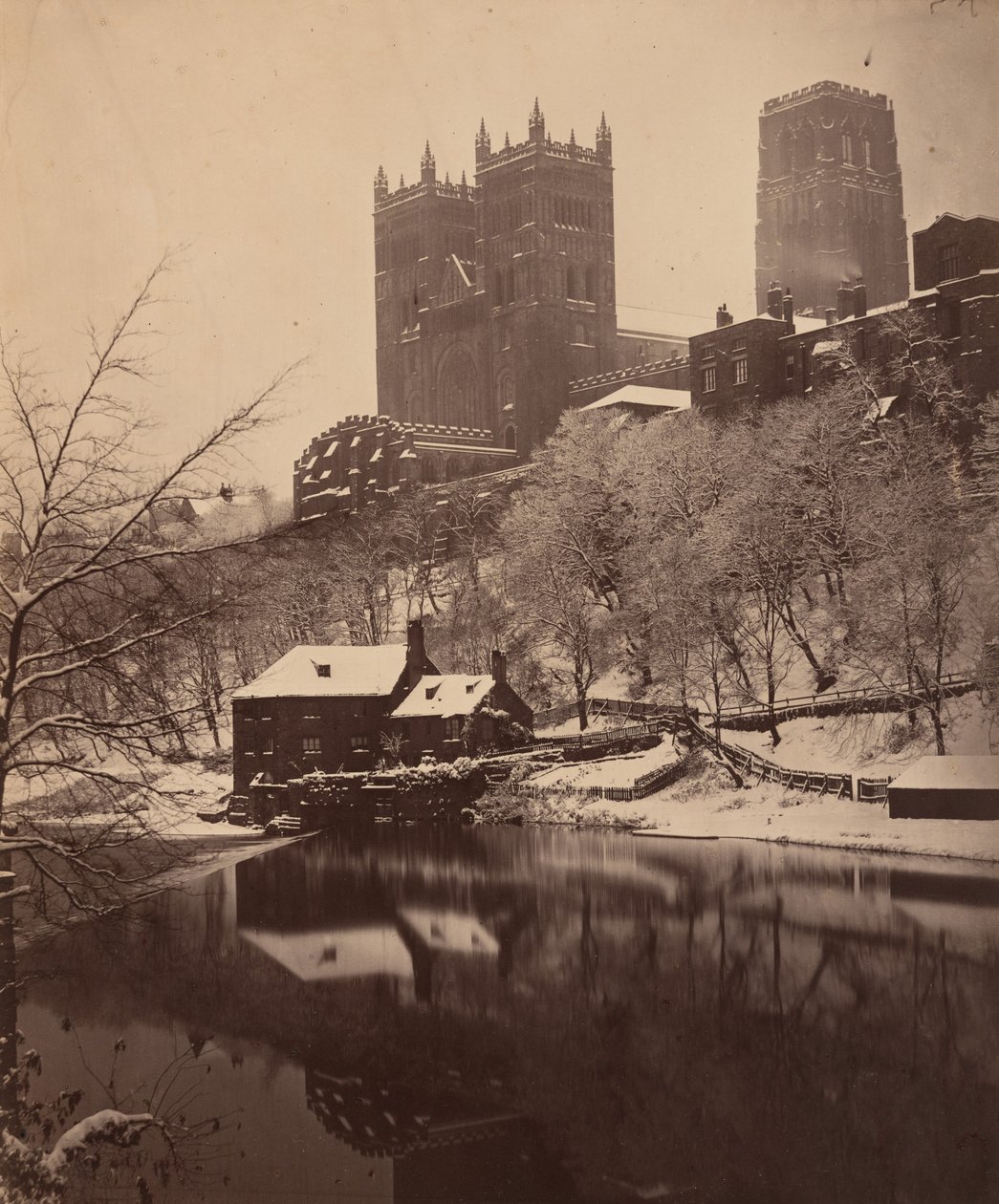 Catedral de Durham no inverno, c. 1857 (foto) de Henry Reverend Holden