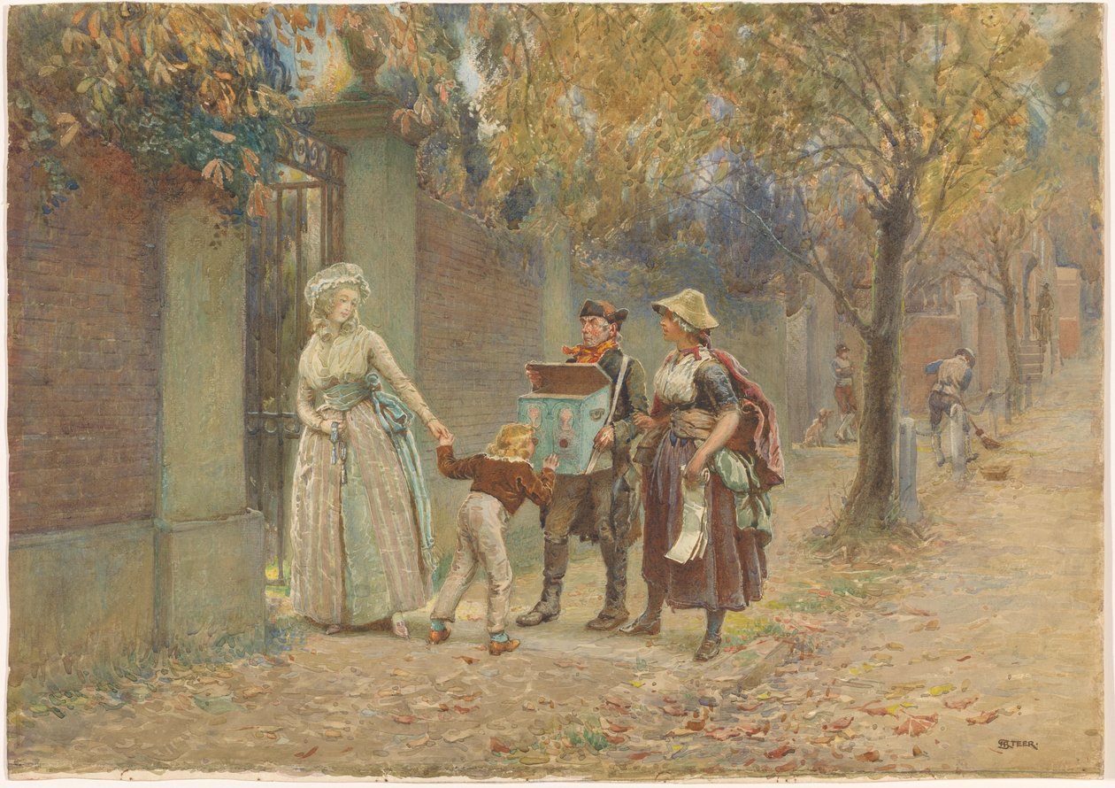 Homem com um armário e uma vendedora de músicas de Henry Reynolds Steer (signed by artist)
