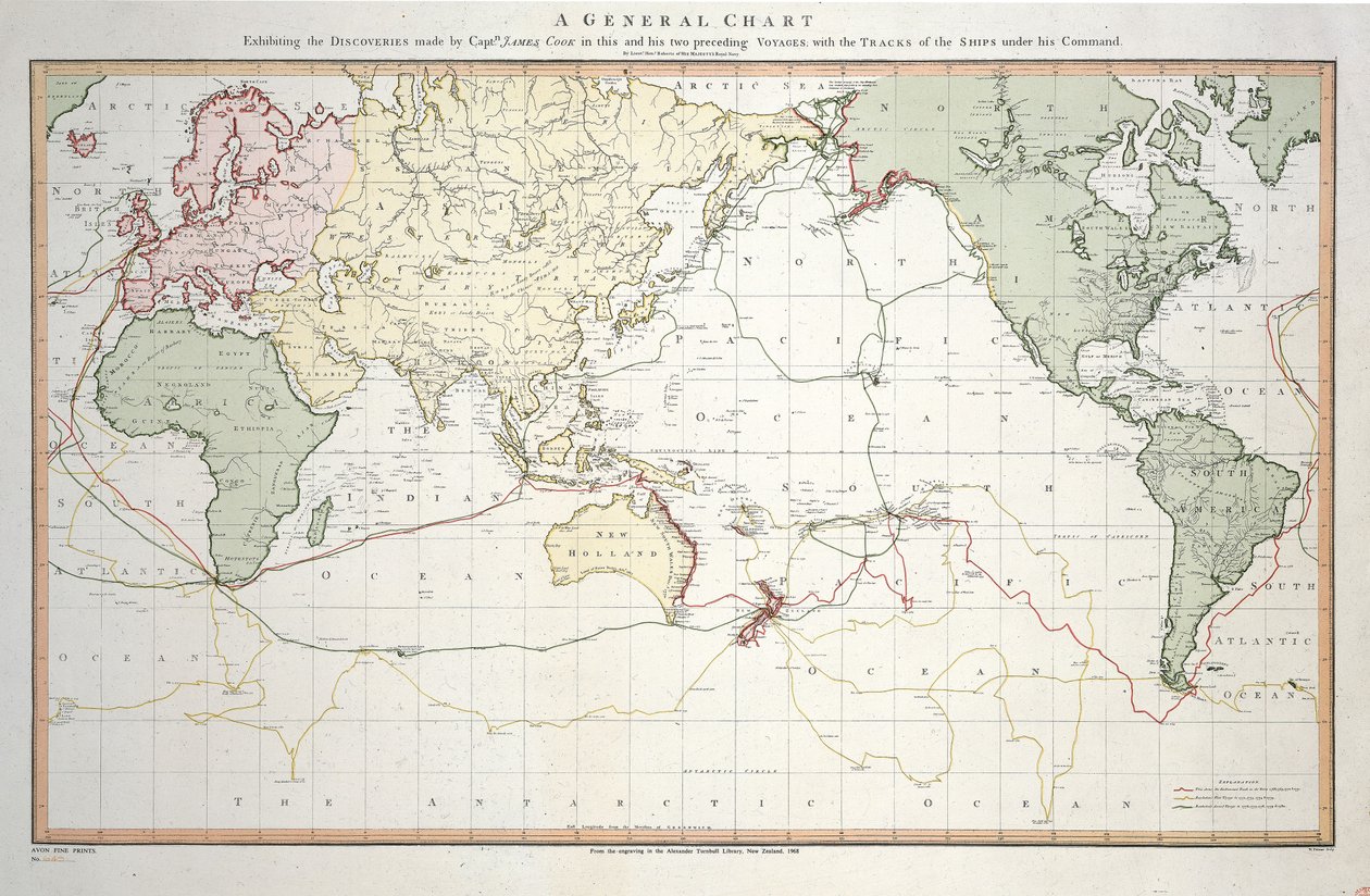 Uma carta geral que mostra as descobertas feitas pelo capitão James Cook nesta e nas duas viagens anteriores, com os rastos dos navios sob o seu comando. Pelo Tenente Roberts da Marinha de Sua Majestade de Henry Roberts