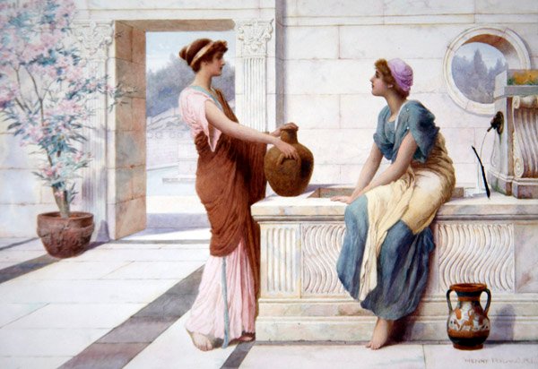 Gossip, c.1895 (aguarela a bordo) de Henry Ryland