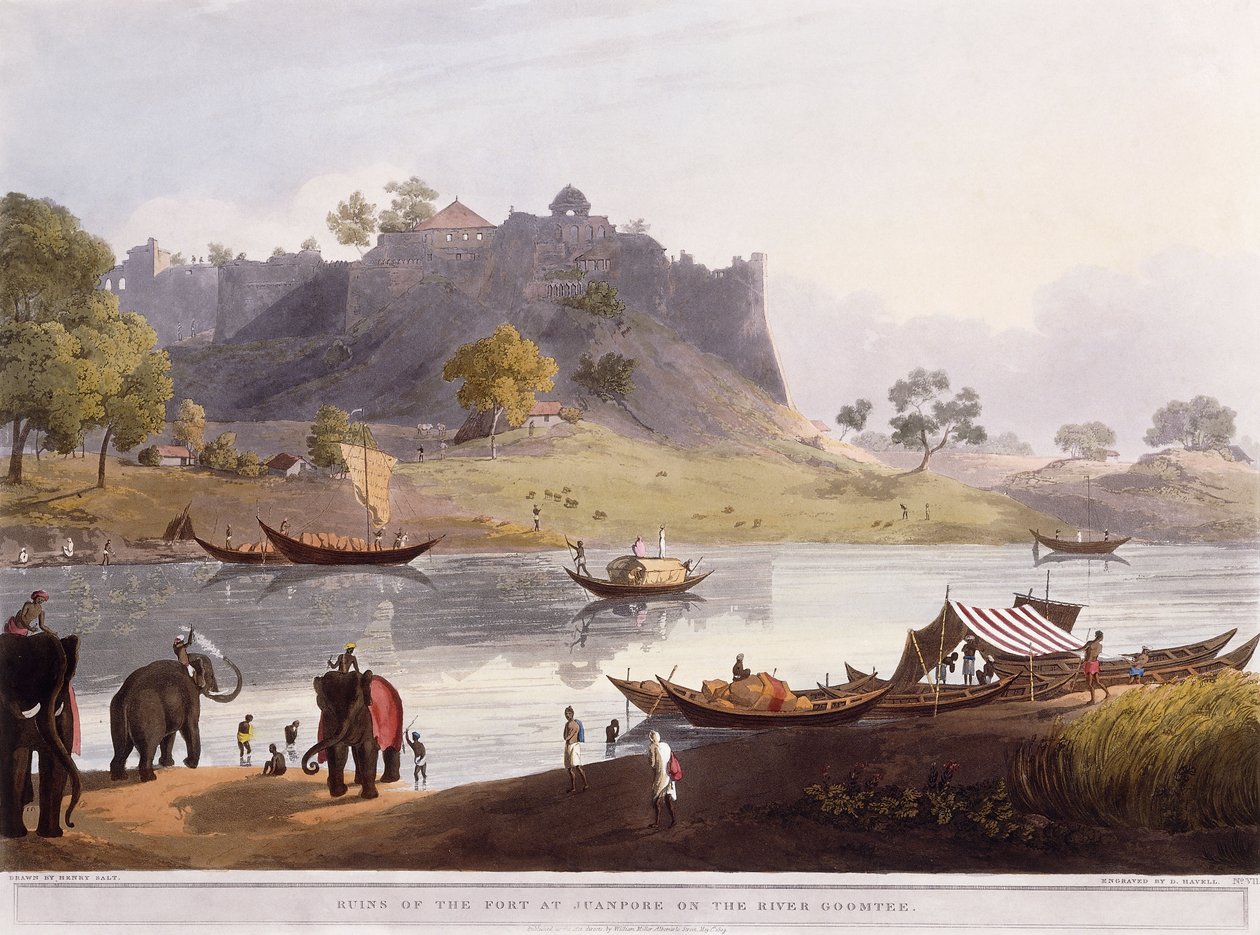 Ruínas do porto de Juanpore, no rio Goomtee, 1824 de Henry Salt