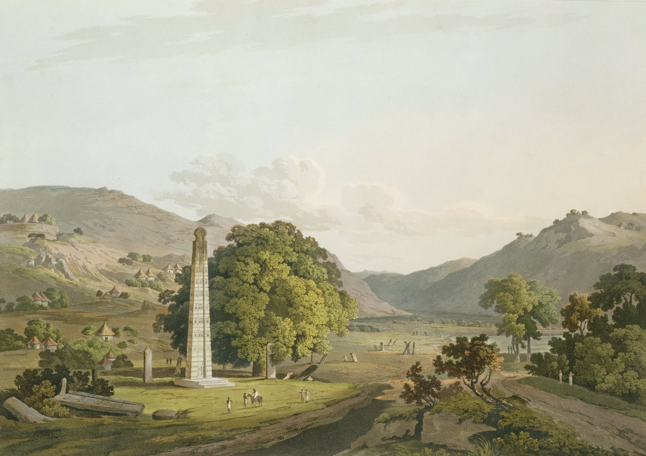 O Obelisco em Axum, gravado por Daniel Havell (1785-1826) 1809 (aquatint) de Henry Salt