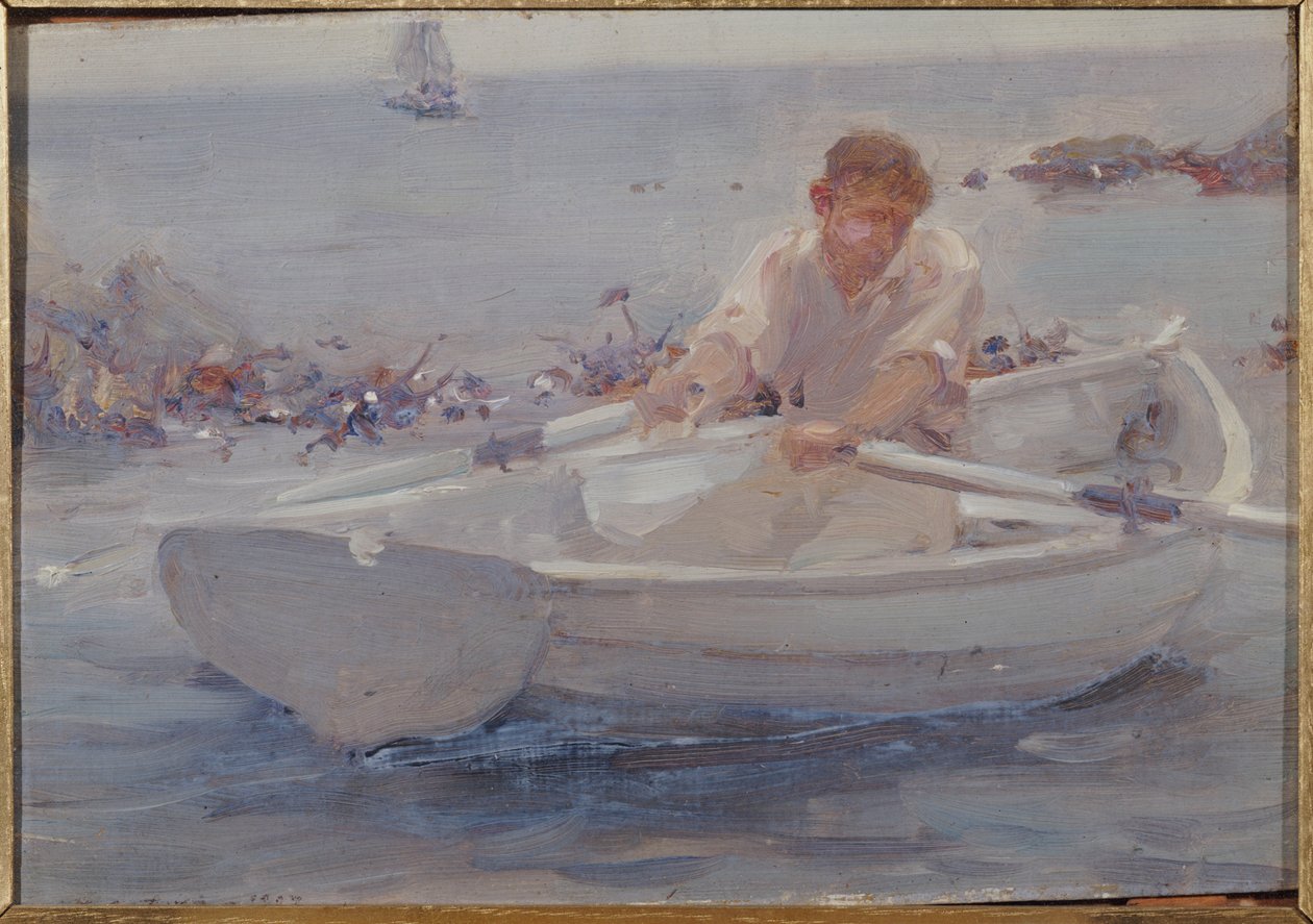 Homem em um barco a remo, 1907 de Henry Scott Tuke