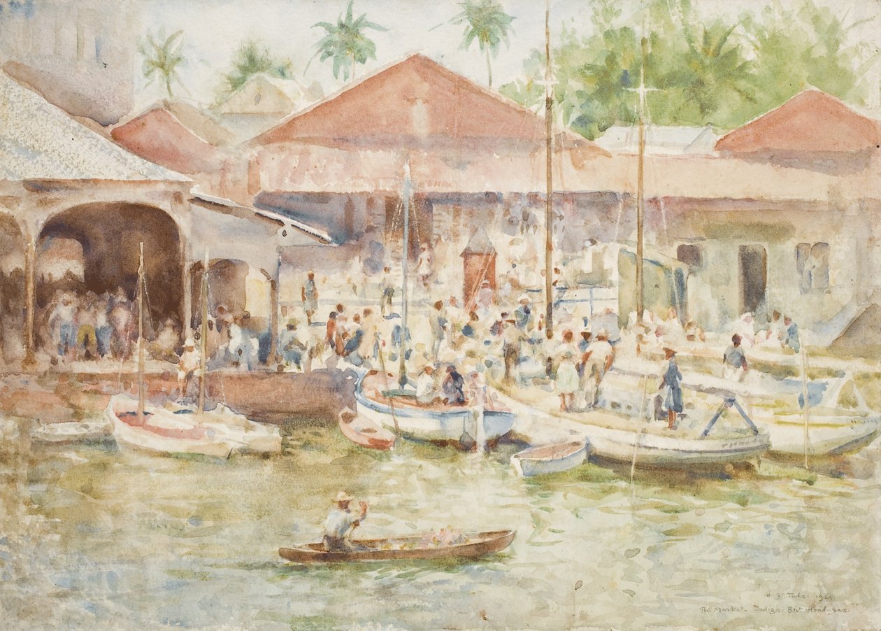 O Mercado, Belize, Honduras Britânicas, 1924 de Henry Scott Tuke