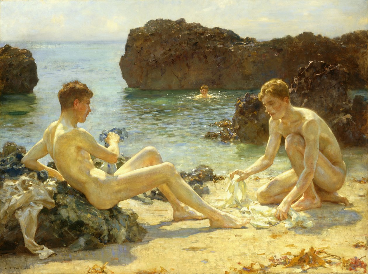 Os banhistas do sol, 1927 de Henry Scott Tuke