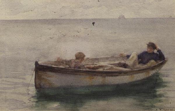 Dois meninos em um barco a remos de Henry Scott Tuke