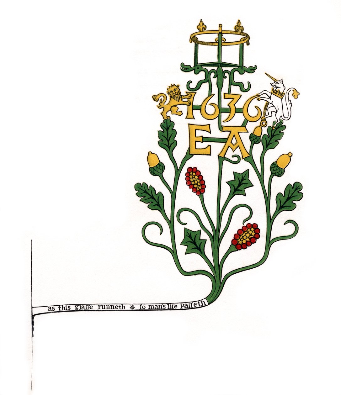 Suporte para apoiar uma ampulheta, 1636, 1843. de Henry Shaw