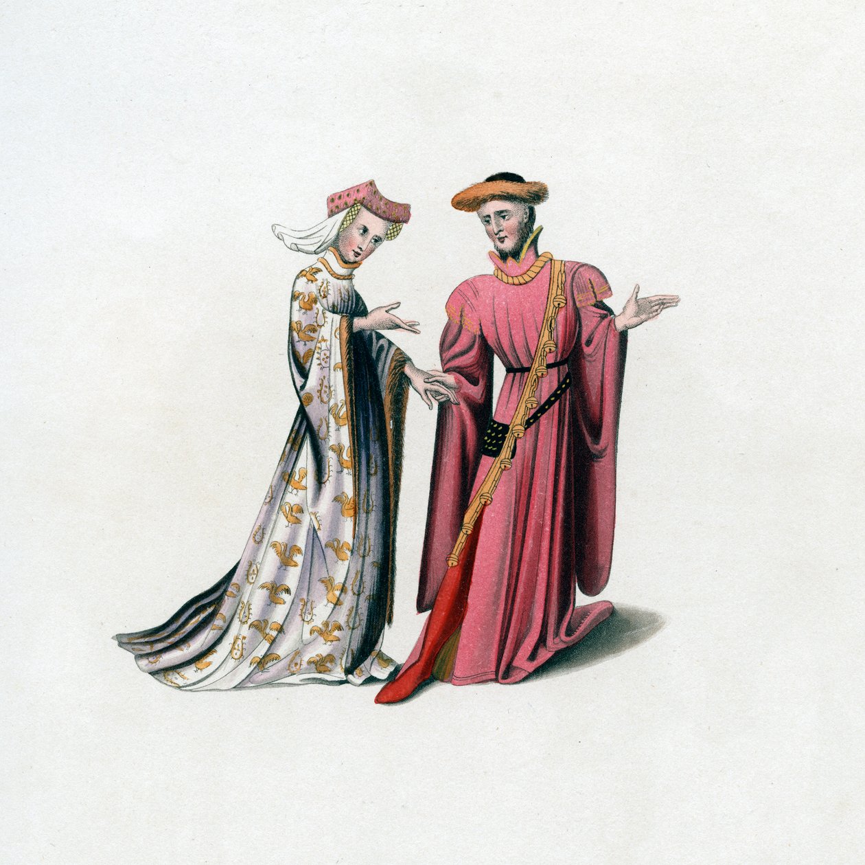 Vestido da corte, século XIV, 1843. de Henry Shaw