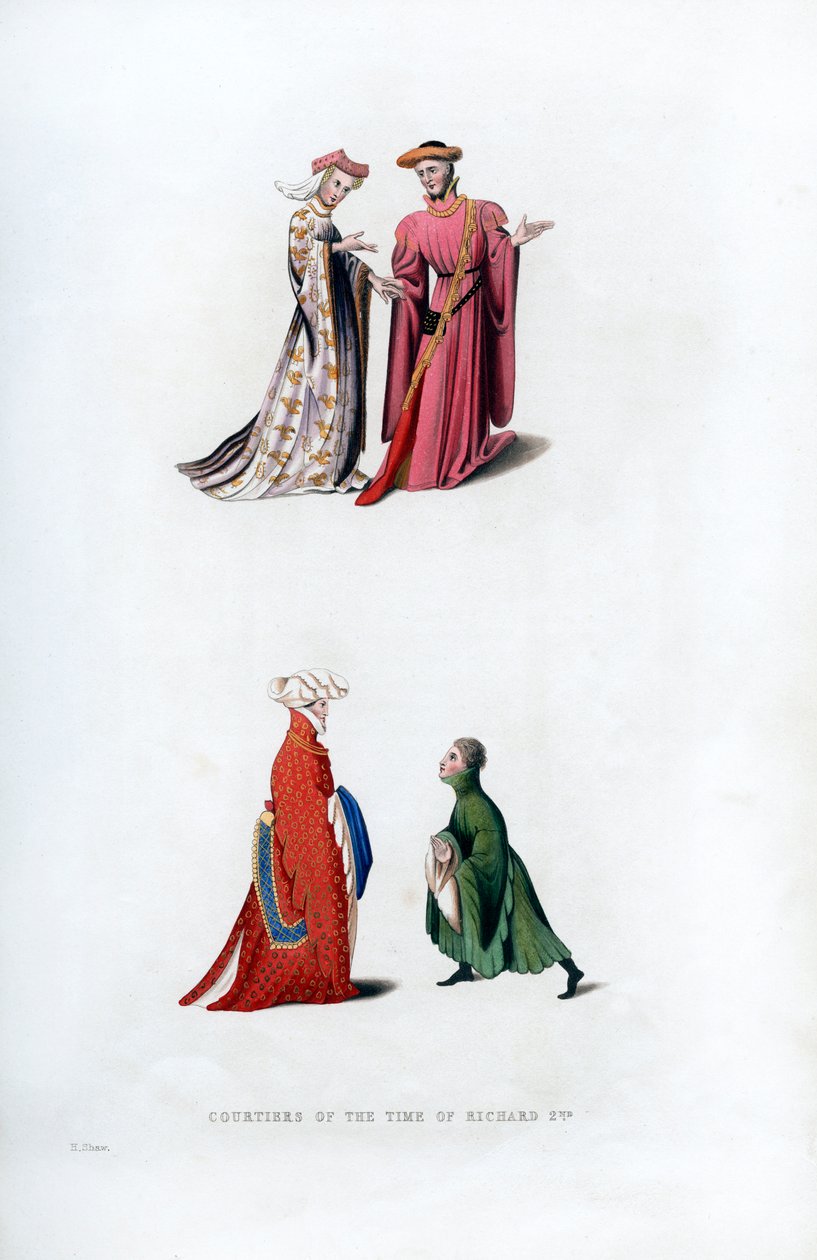 Vestido da corte, século XIV, 1843. de Henry Shaw