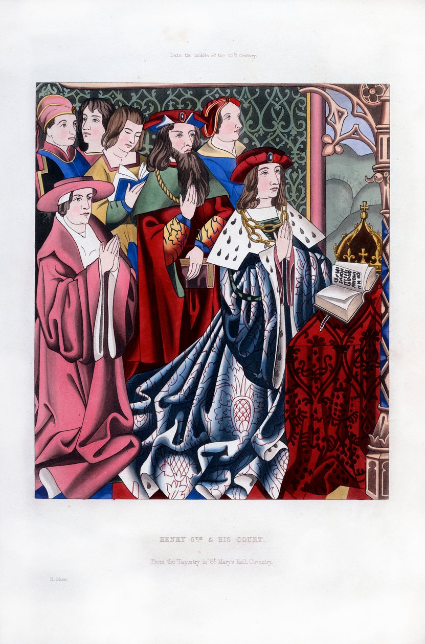 Henrique VI e sua corte, meados do século XV, 1843. de Henry Shaw