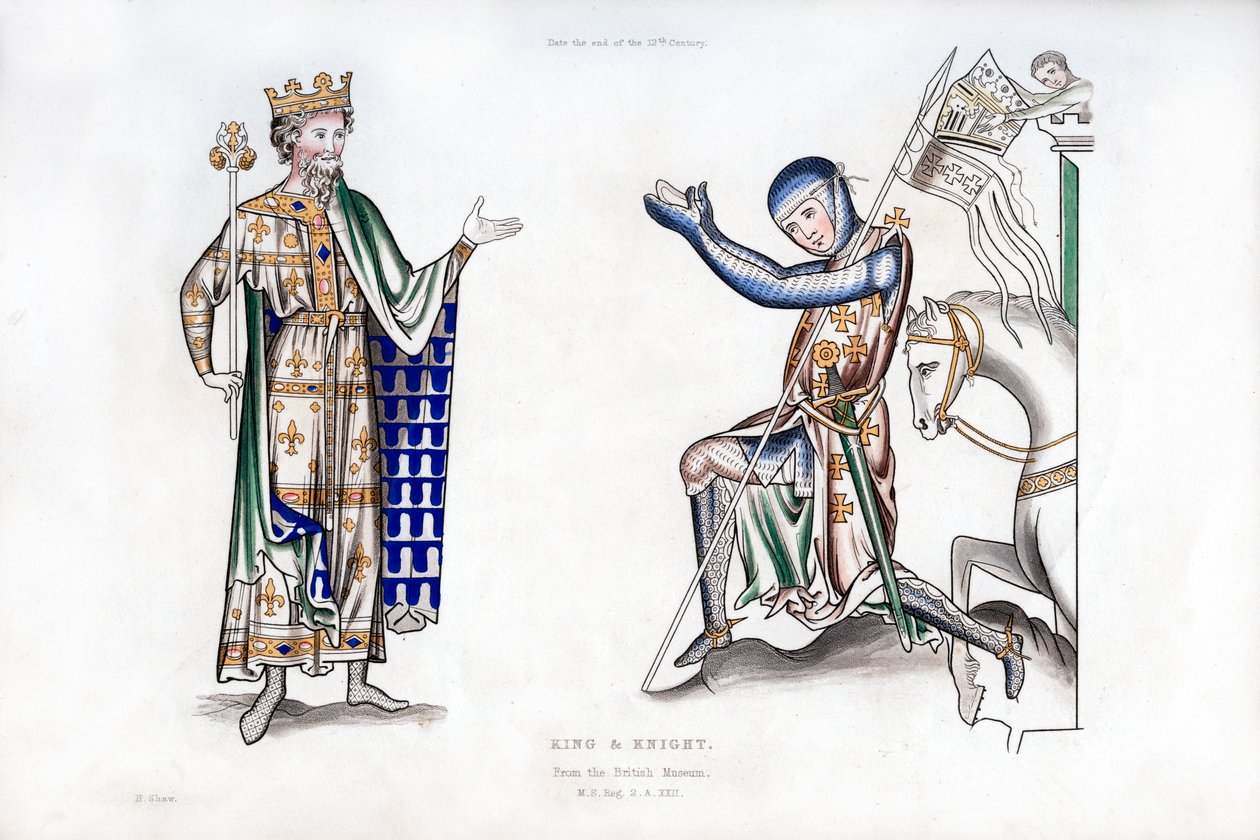 Rei e cavaleiro, final do século XII, 1843. de Henry Shaw