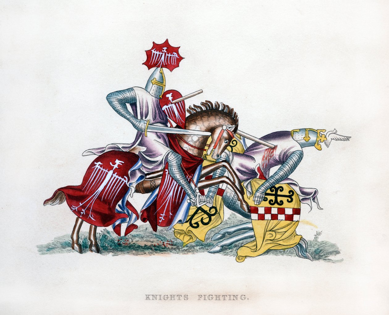 Cavaleiros lutando, c1260, 1843. de Henry Shaw