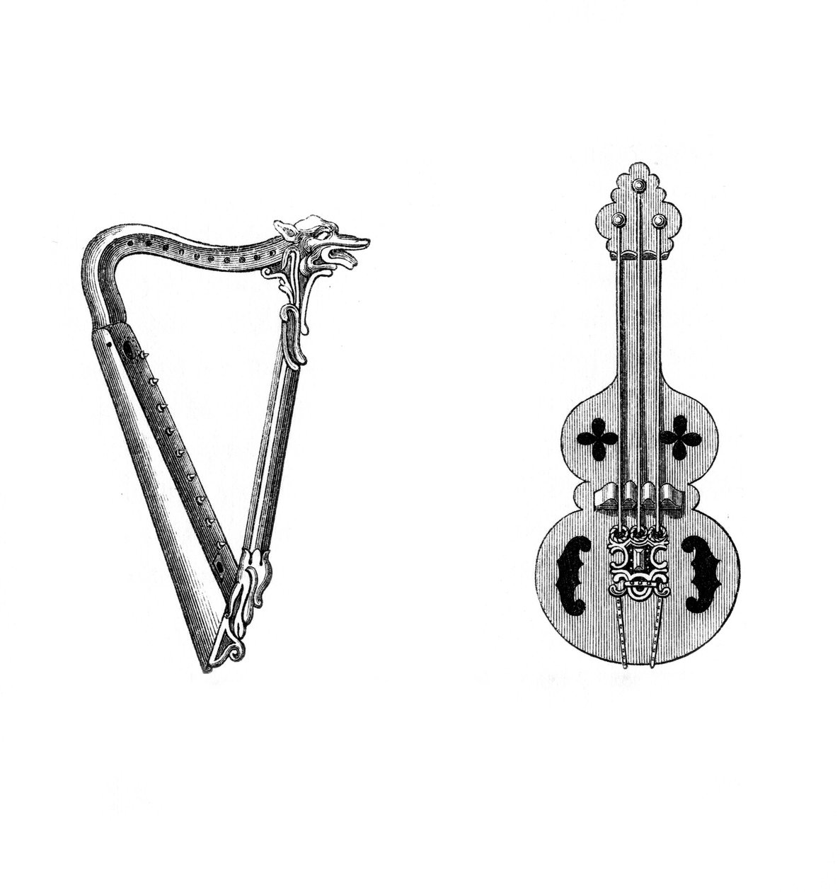 Instrumentos musicais, século XII, 1843. de Henry Shaw