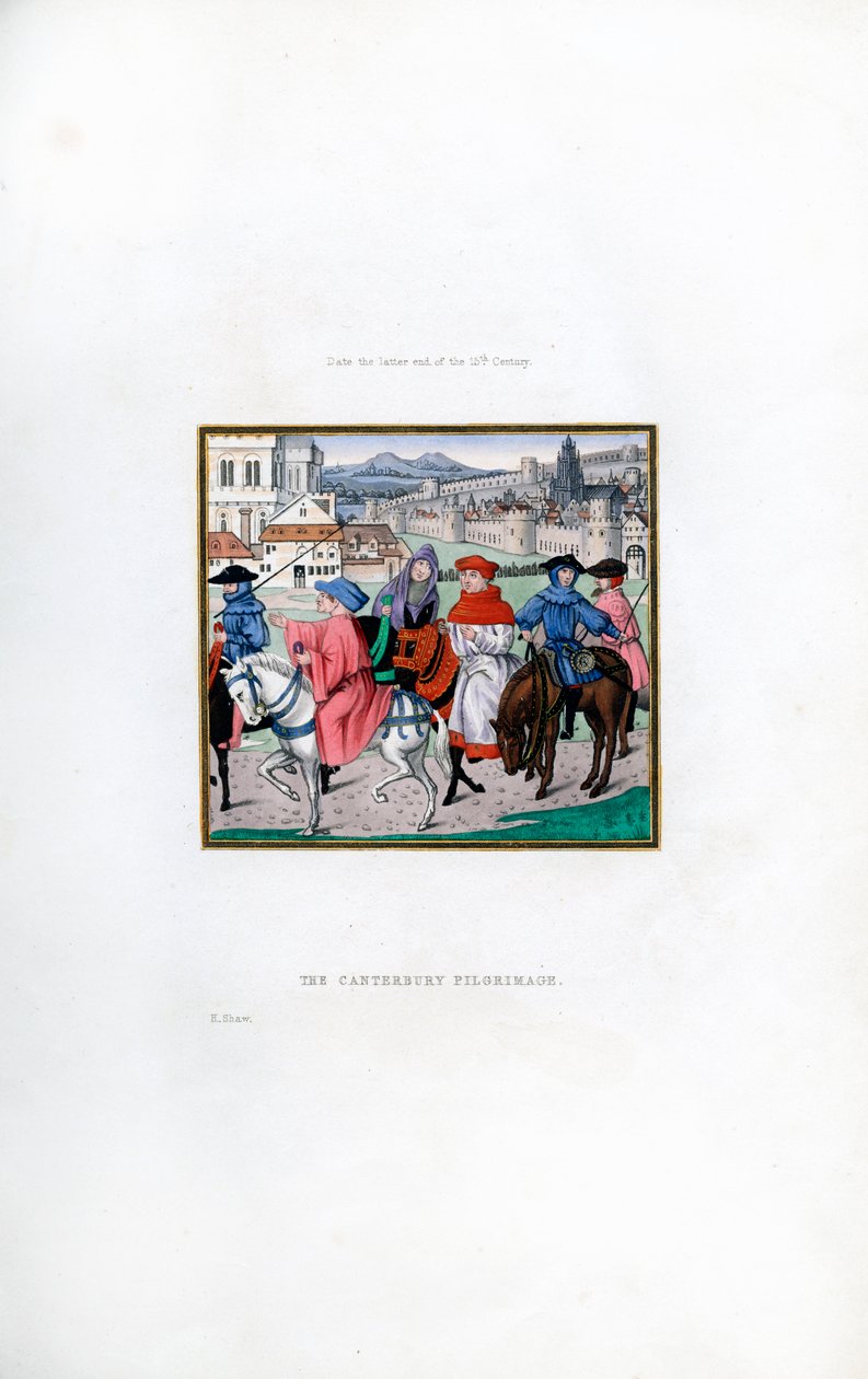 A Peregrinação de Canterbury, final do século XV, 1843. de Henry Shaw