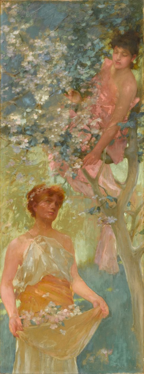 Entre as Flores, meados da década de 1880 (óleo sobre tela) de Henry Siddons Mowbray