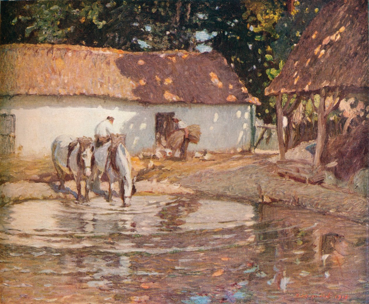 Um pátio da Picardia, c1900 de Henry Silkstone Hopwood