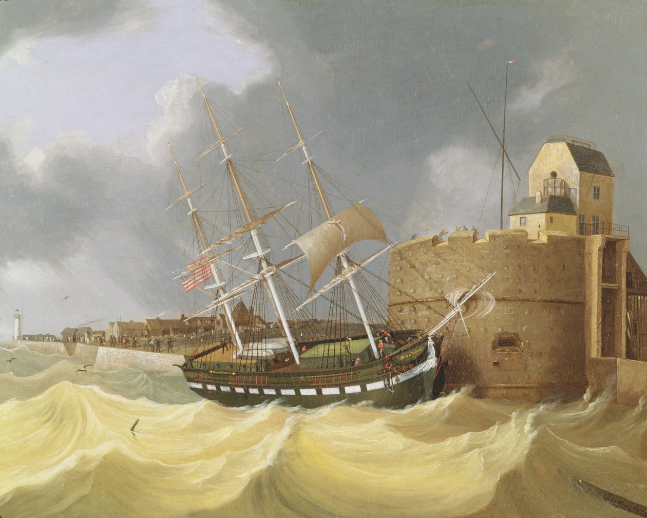 A proximidade (o navio "Queen Victoria" no porto de Le Havre) 1843 (óleo sobre tela) de Henry Smartly