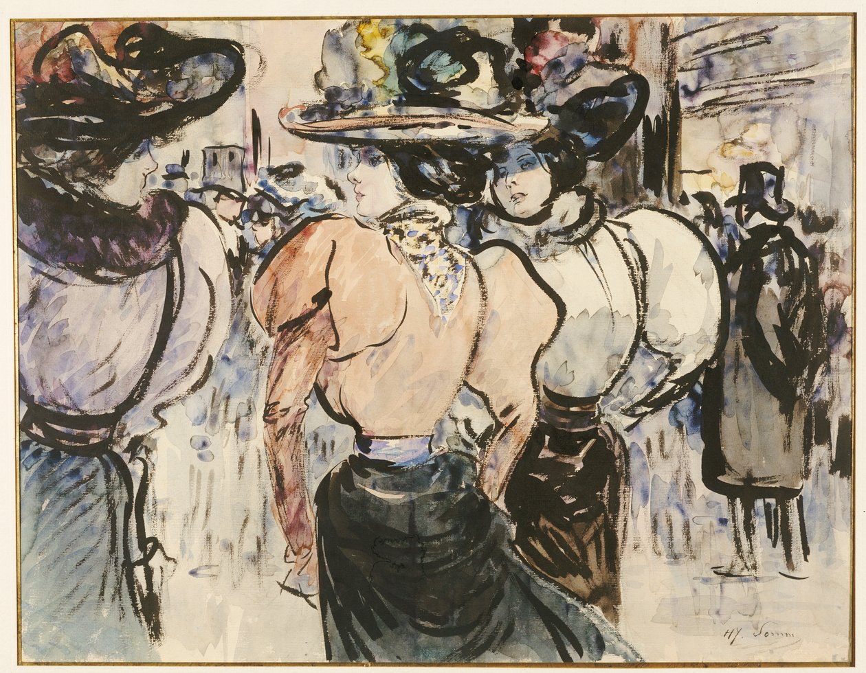 Senhoras elegantes na rua de Henry Somm