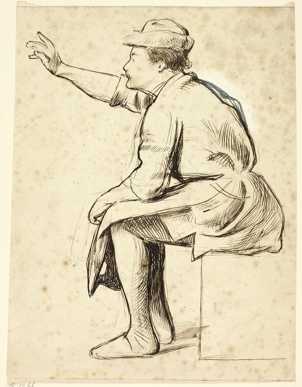 Homem sentado com o braço levantado de Henry Stacy Marks