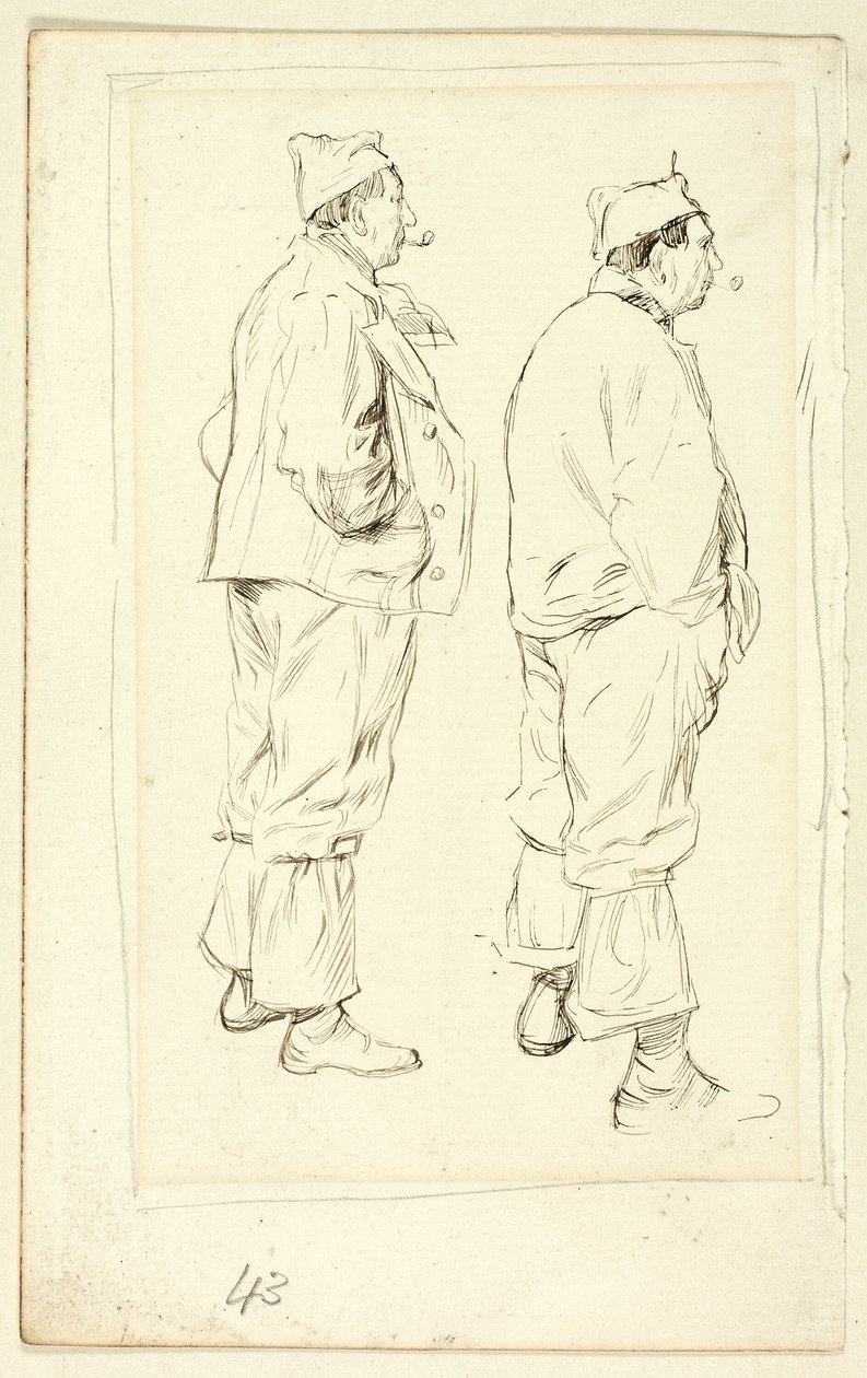 Dois esboços de um trabalhador em pé de Henry Stacy Marks