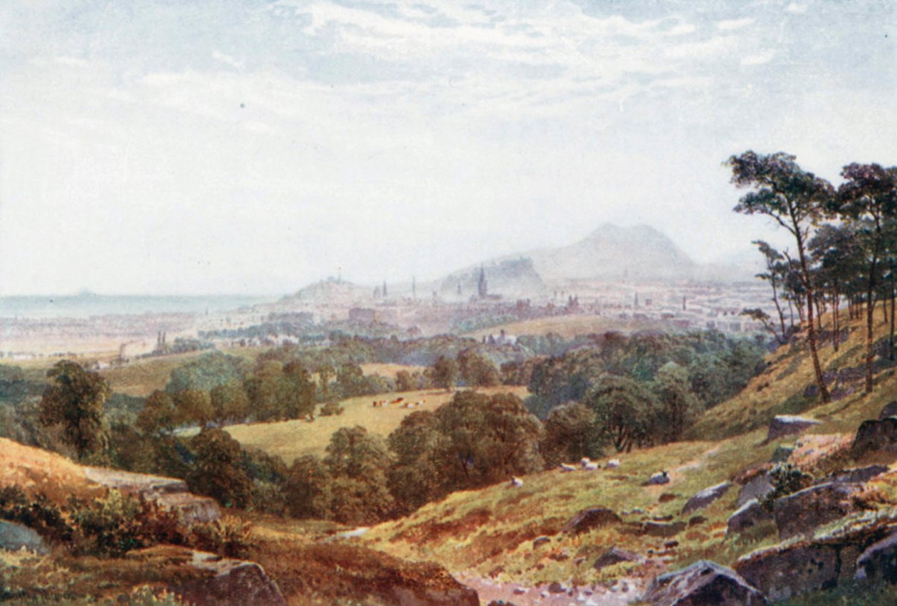 Edimburgo de "Descanse e agradeça" (litografia a cores) de Henry Sutton Palmer