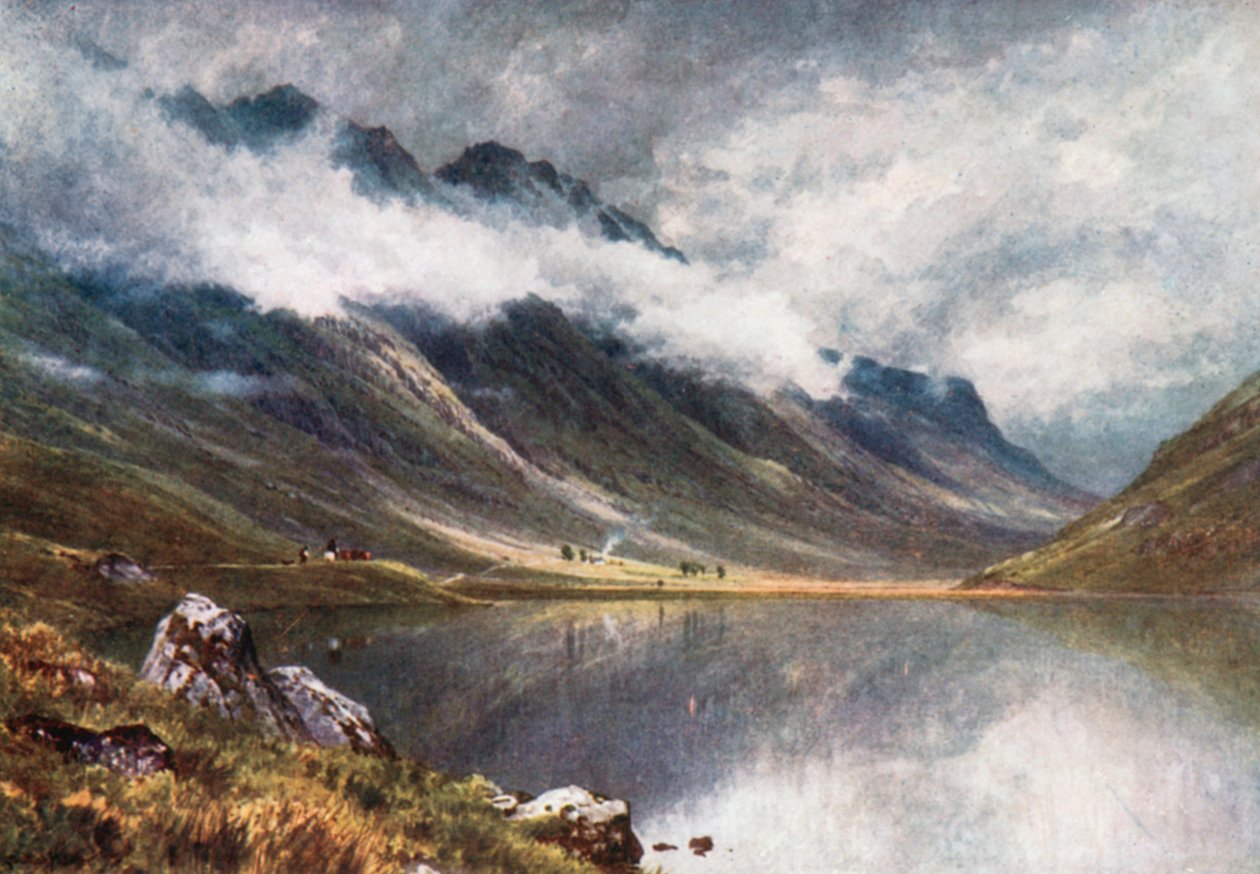 Loch Triochatan, entrada de Glencoe, Argyllshire (litografia a cores) de Henry Sutton Palmer