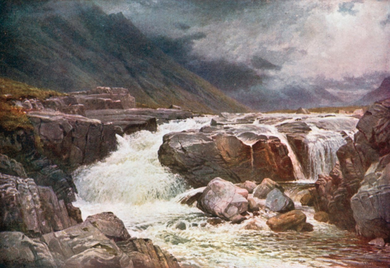 River Coe, Glencoe, Argyllshire (litografia a cores) de Henry Sutton Palmer